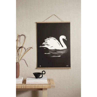 Swan Joutsen kaunis mustavalkoinen lintujuliste olohuoneeseen Teemu Jarvi Illustrations kuva