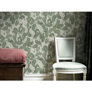 Oak Tree Tails oliivinvihrea oravatapetti olohuoneeseen Langelid von Bromssen image