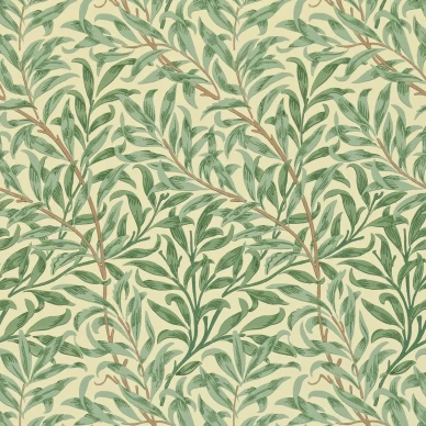 Willow Boughs vihrea lehtitapetti Morris Green image