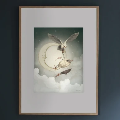 To The Moon tarkea lastenhuoneen juliste Mrs Mighetto image