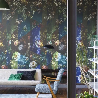 Minakari sininen kukkatapetti Designers guildilta kuva