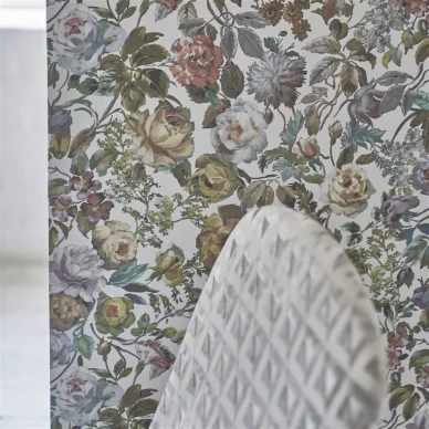 Mansur valkoinen kaunis monivarinen kukkatapetti Designers Guild kuva