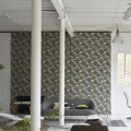 Tanjore vihrea keltainen tiheakivioinen lehtitapetti Designers Guildilta