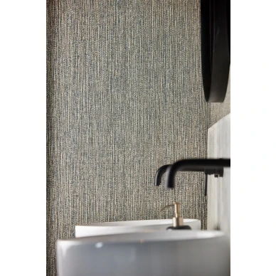 Zela Ink siniharmaa yksivarinen tapetti kylpyhuoneeseen Harlequinilta kuva