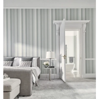 Hakone kaunis harmaa raidallinen tapetti makuuhuoneeseen Harlequinilta image