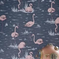 Flamingos sininen roosa lintutapetti lastenhuoneeseen Cole Sonilta