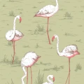 Flamingos vihrea kiva lintutapetti Cole Sonilta