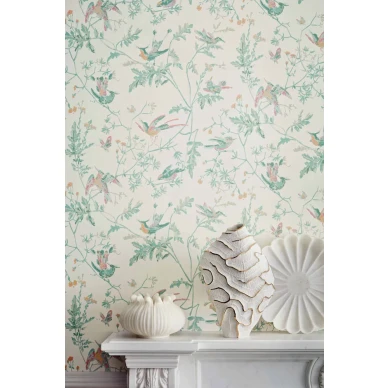 Hummingbirds valkoinen lintutapetti lahikuva Cole et Sonilta 112 4016 kuva