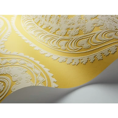 Rajapur keltainen klassinen tapetti samettipintainen kuvio Cole et Sonilta kuva