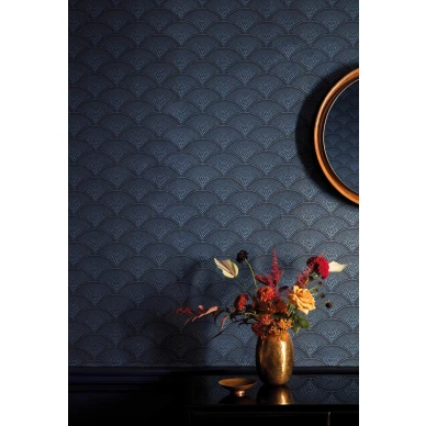 Feather Fan sininen geometrinen tapetti Cole et Sonilta kuva