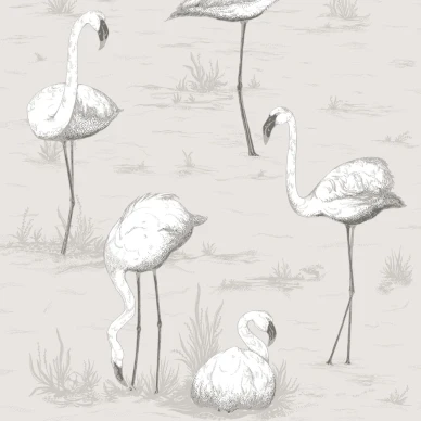 Flamingos beige harmaa lintutapetti Cole et Sonilta kuva