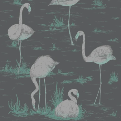 Flamingos tumma lintutapetti Cole et Sonilta kuva