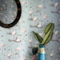 Flamingos vaaleansininen lintutapetti Cole et Sonilta