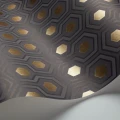Hicks Hexagon harmaa pronssinen geometrinen tapetti metallivareilla Cole et Sonilta