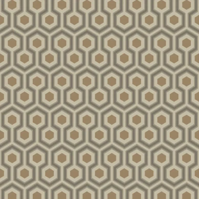 Hicks Hexagon pronssinvarinen harmaa geometrinen tapetti Cole et Sonilta kuva