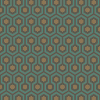 Hicks Hexagon vihrea pronssinvarinen geometrinen tapetti Cole et Sonilta kuva
