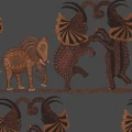 Safari Dance harmaa oranssi norsutapetti Cole et Sonilta 109 8040