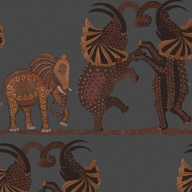 Safari Dance harmaa oranssi norsutapetti Cole et Sonilta 109 8040 kuva