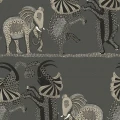 Safari Dance tummanharmaa hauska norsutapetti Cole et Sonilta 109 8039