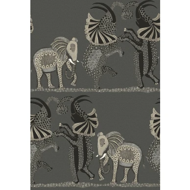 Safari Dance tummanharmaa hauska norsutapetti Cole et Sonilta 109 8039 kuva