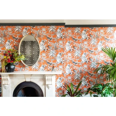 Savuti oranssi viidakkotapetti olohuoneeseen Cole et Sonilta 109 1001 image