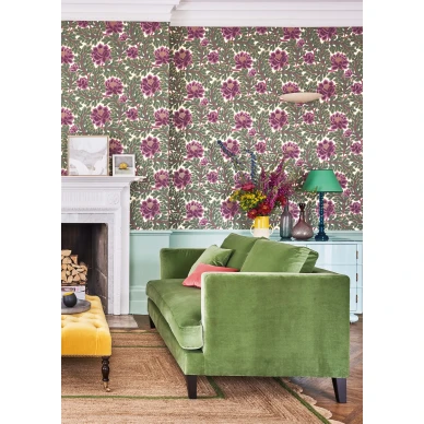 Aurora romanttinen vihrea liila kukkatapetti Cole et Sonilta 116 1001 image