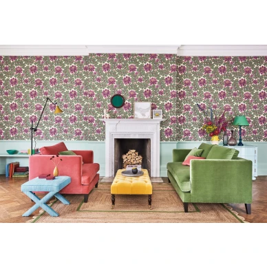 Aurora vihrea liila kukkatapetti olohuoneeseen Cole et Sonilta 116 1001 image