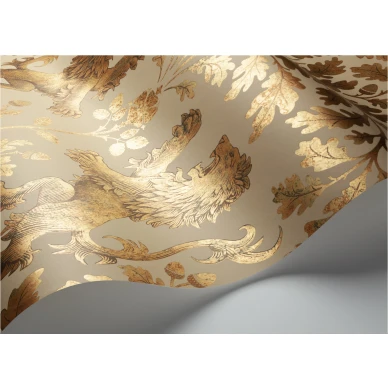 Boscobel Oak kultainen leijonatapetti metallivareilla Cole et Sonilta 116 10037 image