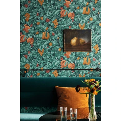 Vines of Pomona tiheakuvioinen vihrea oranssi hedelmatapetti Cole et Sonilta 116 2005 image
