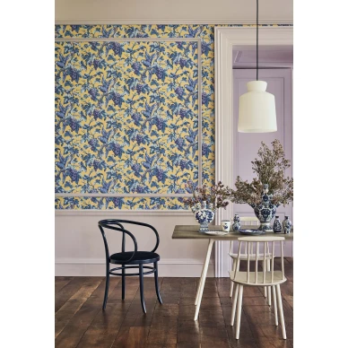 Woodvale Orchard keltainen sininen lintutapetti ruokailuhuoneeseen Cole et Sonilta 116 5017 image