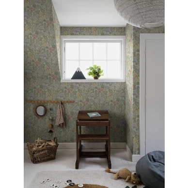 Jane keltainen monivarinen kukkatapetti lastenhuoneeseen Borastapeterilta 2036 image