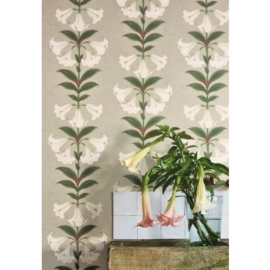 Angels Trumpet beige kukkatapetti olohuoneeseen Cole et Sonilta 117 3007 kuva
