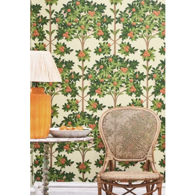 Orange Blossom vihrea puutapetti vaalealla pohjalla Cole et Sonilta 117 1001 image