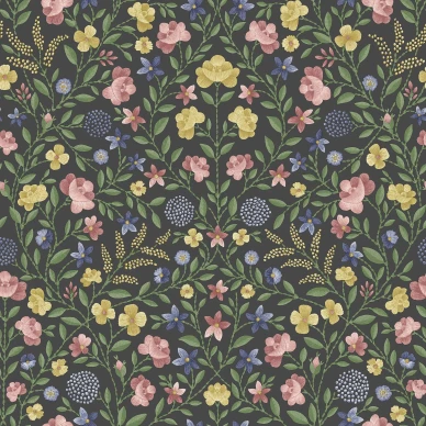 Court Embroidery tumma kukkatapetti mustalla pohjalla Cole et Sonilta 118 13030 image