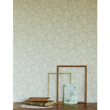 Asteri beige vihrea kukkatapetti olohuoneeseen Pihlgren ja Ritolalta 69674 image