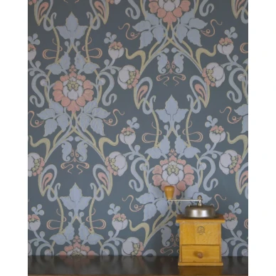 Jugendkausi klassinen sininen kukkatapetti ruokailuhuoneeseen Pihlgren ja Ritolalta 69302 v2 image