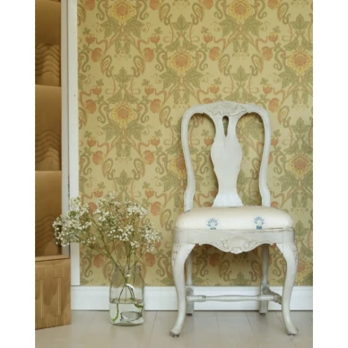 Jugendkausi vihrea klassinen kukkatapetti saliin Pihlgren ja Ritolalta 69300 image