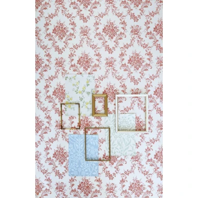 Vaaleanpunainen medaljonkitapetti Silkkirokokoo 67380 Pihlgren ja Ritolalta kuva Hanna Kuuskoski kuva