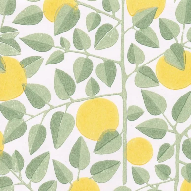 Appelsiini vihrea keltainen retrotapetti Pihlgren ja Ritolalta 69799 kuva