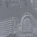 Helsinki siniharmaa retrotyylinen talotapetti Pihlgren ja Ritolalta 60622