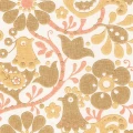 Kukot keltaruskea retrotyylinen lintutapetti Pihlgren ja Ritolalta 68776