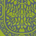 Paratiisi vihrea sininen retrotyylinen lintutapetti Pihlgren ja Ritolalta 68622