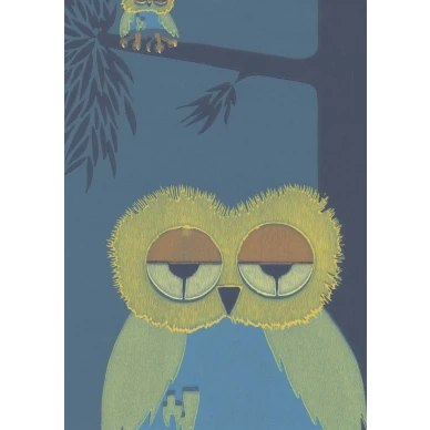 Pollo sininen retrotyylinen lintutapetti Pihlgren ja Ritolalta 61763 image