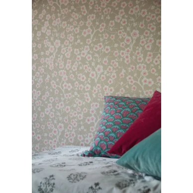 Harmaa kukkatapetti Kirsikkapuu 69213 Pihlgren ja Ritolalta kuva