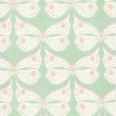 Perhonen vaaleanvihrea perhostapetti Pihlgren ja Ritolalta 70041 kuva