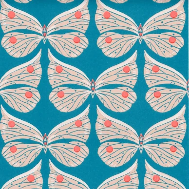 Ritva Kronlundin Perhonen turkoosi perhostapetti Pihlgren ja Ritolalta 69746 kuva