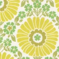 Auringonkukka vihrea retrotyylinen kukkatapetti Pihlgren ja Ritolalta 70073
