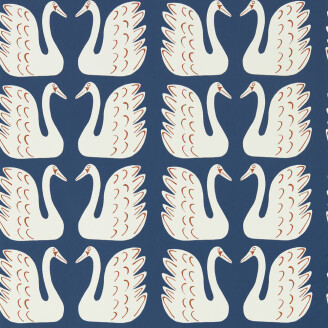 Swim Swam Swan sinivalkoinen lintutapetti Scionilta 112797 kuva