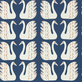 Swim Swam Swan sinivalkoinen lintutapetti Scionilta 112797 kuva