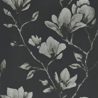 Lotus musta hopea kukkatapetti Harlequinilta 112602 image